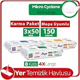 Sleepy Easy Clean Mopa Uyumlu Yer Temizlik Havlusu&amp;Mendili Karma Paket 3x50 (150 Yaprak)