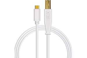 DJ TechTools TechTools Techtools Chroma Cable USB-C, Audio-optimiertes USB-C zu USB-B Kabel (Abschirmung mit zwei Ferritkerndrosseln, Länge: 1.5m mit Klettverschluss), weiß