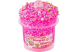 Okaybee Pink Clear Bingsu Slime, Knuspriger Schleim für Kinder, Slime-Partygeschenke für Mädchen und Jungen im Alter von 8–12 Jahren, Sensorisches Schleim Spielzeug, Weihnachts und Hallowmas Geschenk