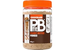 PBfit Chocolate Peanut Butter Powder - 88% Less Fat, 5g of Protein, Gluten Free Natural Nut Butter Spread - Powdered Peanut Butter Spread from Real Roasted Pressed Peanuts and Cocoa - 425g