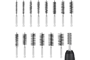 GBKDQQ 14 cepillos de alambre para taladro, cepillo cilíndrico de acero inoxidable 8-25 mm con barra hexagonal, cepillo para caldera para pulir, lijar, eliminar el óxido, varios tamaños