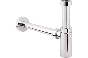 Sanitop-Wingenroth Design Siphon in chrom, Flaschensiphon in 1 1/4 x 32 mm, Reinigungsöffnung, Geruchsverschluss für Waschbecken, Tassensiphon 290 mm Länge, Kunststoff, 22557 1