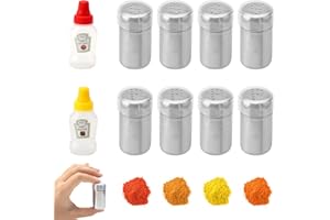 WOKICOR Lot de 10 mini salières de 5 ml - Petite salière en acier inoxydable - Salière et poivrière avec couvercle - Salière à épices avec trous pour les déplacements, le camping, la boîte à bento, le