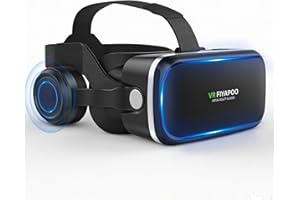 FIYAPOO Casque VR HD Lunettes 3D avec Écouteurs Hi-FI Intégrés, Réalité Virtuelle pour Téléphone, pour Films et Jeux, avec Smartphones Android et iPhone (4,7 à 6,6 Pouces), Cadeau Parfait pour Noël