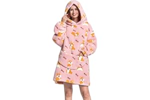 SUMMSHALL Bluza z kapturem, ponadwymiarowa bluza do noszenia, koce, miękki plusz, z przednią kieszenią, przytulny, ciepły, gigantyczny sweter z kapturem dla dorosłych kobiet mężczyzn