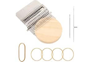 CHENNAN 14 Haken Mini Webstuhl Kit Kleines Webwerkzeug zum Ausbessern Webstuhl Klein mit Runde Holzplatte Dauerhaft Darning Loom für Anfänger zum Ausbessern von Jeans, zum Reparieren von Löchern