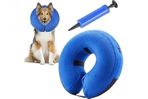 AKOFIC Collare per Cani Protettivo Gonfiabile, Collare Regolabile Morbido Protettivo per Cani e Gatti, Comodo Collo di Protezione con Velcro per Il Recupero di Animali Domestici da Chirurgia o Ferite