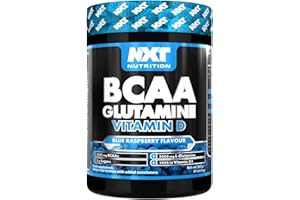 NXT Nutrition BCAA, Glutamine & Vitamin D | BCAAs Amino Acids with Vitamin D3 and L-Glutamine - for Recovery, Gut Health and Muscle Protein Synthesis | 360g - 30 Servings (Blue Raspberry)