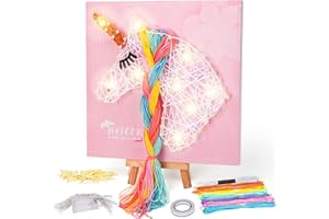 ‎FULLOVE Fullove Einhorn Geschenke Einhorn Spielzeug für Mädchen, Basteln Kinder Indie Aesthetic Room Decor String Art Kit Led Nachtlicht Kinder