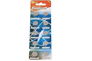 10 Eunicell AG13 / A76 / LR44 / 357 Button Cell Watch Battery Long Shelf Life 0% Mercury (Expire Date Marked)