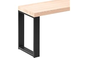 LAMO Manufaktur Banco para Mesa de Comedor 30x160x47 cm (Ancho x Largo x Alto), Patas para Muebles Modelo Simple Negro/Asiento En Bruto, LSB-01-A-001-160-9005S