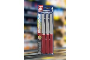 InoxBonomi 30006R Blister 6 Pezzi, Coltello Tavola 11 cm, Manico, Rosso