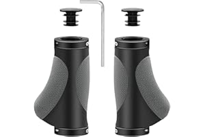 Poignées VTT, HNOOM Poignet VTT Ergonomique, Poignées Vélo Antidérapante Caoutchouc, Poignee Guidon VTT Double Verrouillages, Longueur 130mm diamètre Environ 22.2mm