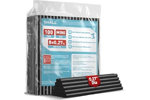 SHALL-100-Pack Svarta limpinnar, Limstavar för limpistol, svarta starka limstift för Konst och Hantverk, 0,27" x 8" (7 x 200 mm)