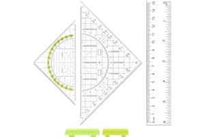 APOMOONS 2Stück Geodreieck Mit Griff Geodreieck & 1Stück Lineal 15cm Transparentes Geometrie Set mit, Rutschfest & leicht Ideal für Schule, Schüler, Mathematikunterricht und Zeichnen
