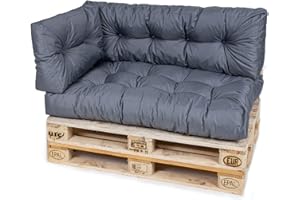 ‎TEXDEKO TexDeko® Garden Palettenkissen 120x80x18cm wasserabweisend UV - beständig In- & Outdoor Premium Sitzkissen gesteppt Palettenauflage für Europaletten (3-TLG Set, Grau)
