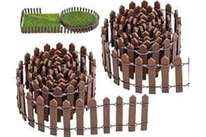 BLUESEABUY 2 Stück Brown Miniatur Zaun Mini Gartenzaun Holzzaun Dekoration Miniatur Holz Zaun Gartendekor 90 x 5cm für Fee Garten Deko DIY Grenze Bonsai Terrarium Puppen