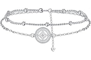 Hifeeled Pulsera Mujer Plata 925 Doble Cadena con 3A Circonia Cúbica Regalos Originales Para Mujer Esposa Madre Novias - Ajustable（16cm+4）
