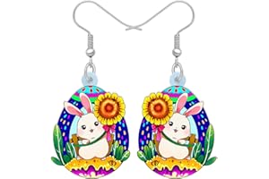 BAMAY Acrílico Huevos de Pascua Pendientes Tous Conejo Conejito Lindo Moda Joyería Regalos para Mujeres Niñas Niños