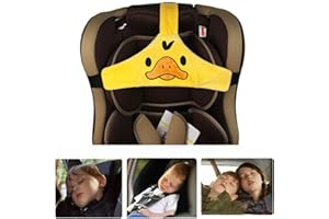 PEIDOG Baby Autositz Kopfunterstützung, Einstellbar Sicherheitssitz Befestigungsgurt, Protektor Kopfstütze Nackenstütze für Kinder Baby, Auto Sicherer Schlafpositionierer (Gelb)