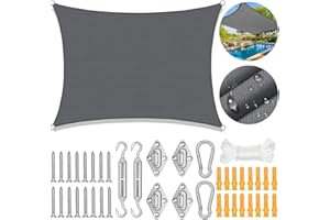 MEISHANG Sonnenschutz Sonnensegel 2x3m Rechteckig,Sonnensegel Wasserdicht Rechteckig,Segeltuch Wasserdicht mit sonnensegel Befestigung Set,für Garten Terrasse Camping Außenbereiche