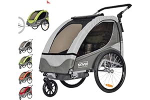 PolirOne Shop PAPILIOSHOP Remorque vélo Poussette de Transport 1 ou 2 Enfants Gris