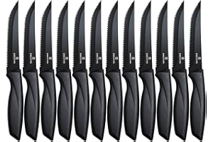 targzier Steakmesser 12 Stück,Steakmesser-set aus Edelstahl,Scharfes Steak Messer Set mit Wellenschliff,Steakbesteck Messerset,Küchen-Steakbesteck,Spülmaschinenfest