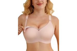 As Fairy Still-BH ohne Bügel Nahtloser Schwangerschafts-BH Oeko-TEX Zertifiziert für Große Brüste V-Ausschnitt Spitze Nylon Spandex Einhändig Stillen Schlafen Sport