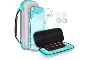 GeeRic Tasche Kompatibel für Switch Lite 2019,Kompatibel für Switch Lite Hülle mit Schutzfolie,2 HD-Glas Displayschutzfolie,4 Daumen Griffkappen Kompatibel für Nintendo Switch Lite Zubehör