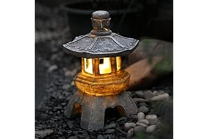 AURORAF Statues De Lanterne De Pagode À Énergie Solaire, Ornements De Jardin De Lumière De Pagode De Style Japonais, pagode vintage lumineuse autonome décorative pour pelouse,(Color:B)