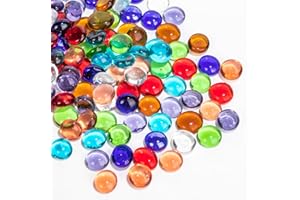MESCHETT Mini Canicas Planas de Vidrio,880g Mezcla de Bolas de Vidrio de Color para Jarrones,Fondo Floral Mancala Gems Pebbles Fish Tank Rocks,Vase Fillers,Home Decorative(0.5"~0.7")