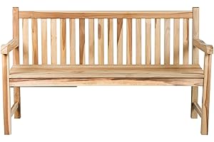 AMBIENTE HOME Ambientehome 3 Sitzer Bank Teakholz Gartenbank mit Tablett Teakbank, ca. 150 cm breit