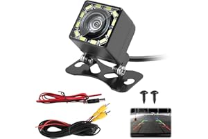 DOZYLIVE Car Backup Reversing Camera Color HD 720P 170° Wide Angle Rear View Parking Camera with 12 LED IP68 Waterproof Reverse Camera for Trucks Vans Bus SUVs RVs Caravan, 6m RCA Cable