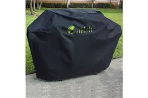 Calish Premium Barbecue Covers Waterproof Heavy Duty Large BBQ Cover Windproof, Anti-UV, Rip-Proof Gas Grill Cover fits Weber BBQ, Char Broil, Outback & more (170x61x117cm, Black)