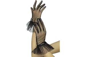 Hoseirty Guanti da donna in pizzo corto in tulle per feste di nozze per la sposa lunghezza del polso Vintage pizzo Tea Party Serata Prom Opera Party Guanti