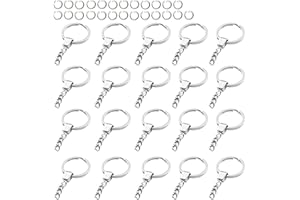 SUFE 25 Piezas Llavero Anillos Cadena 30 mm de Diámetro para Llaves Manualidades (Plata)
