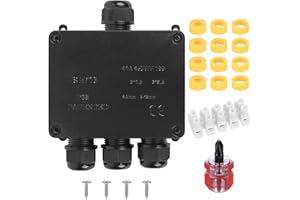JTTXIU Scatola Derivazione Esterna, Scatola di Giunzione Impermeabile IP68, Scatola Elettrica da Esterno, Scatola di Giunzione per Cavo Ø4-12mm Connettori Pressacavo con Cacciavite (4 Vie)