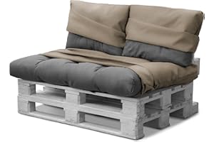 ‎NORMANI normani Bezüge für Palettenkissen - Ersatzbezüge Palettenkissenbezüge - Auflage - Gartenmöbel für In- und Outdoor Farbe Creme 3-Teilig Wasserdicht Größe 80 cm × 120 cm + 42 cm × 60 cm