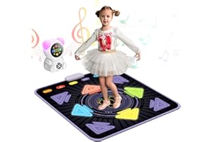 Acelufly Rechargeable Dance Mat Toys for Kids, Light Up Dance Pad with Wireless Bluetooth, 5 Game Modes, Adjustable Volume & LED Lights, Xmas B-Day Gifts for 3-12 Years Old Girls Boys (Black)