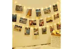 litogo 5M 50 LED Photo String Lights with Timer, Pegs Clip Fairy Light Battery Powered, Mini Polaroid Picture Hanging Lights for Display Bedroom Party Birthday Wall Decorations