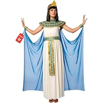 Déguisement Cléopâtre Femme Morph De Luxe - Costume Égyptien Robe Blanche & Cape Bleue - Taille S à XL