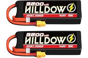 HILLDOW 14.8V 4S Lipo Battery 100C 3200mAh Softcase RC Battery with XT60 Plug for RC Models Airplane Helicopter UAV Drone FPV RC Car Truck Boat(2 Pack)