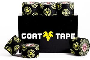 Goat Tape Scary Sticky Premium Athletic/Weightlifting Tape, Black & Yellow, 6 Rolls