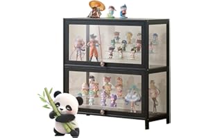 Ddasam Display cabinets, Tall Display Cabinet, Display Case Figure Display Cabinet, Acrylic Display Cabinet with Natural Bamboo Frame for Various Scenarios-73×80×33cm（2 Tier）