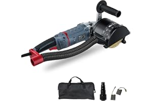 FANZWORK 1500 Watt Satiniermaschine Schleifmaschine Bürstenschleifgerät zur Renovierung von Oberflächen aller Art, mit Staubsaugung-Anschluss, Drehzahlregelung, Messing Bürste, Tragtasche