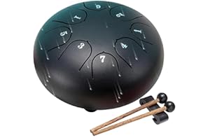 LULUPILA Zungentrommel 6 Zoll 8 Tone | Steel Tongue Drum | Handpan für Meditation & Entspannung, Yoga, Familienaktivitäten | Garden Regen Trommel Instrument(Schwarz)