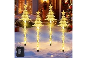 Shengruili 4Pcs Led Gartenstecker Weihnachten,Acryl Weihnachtsbeleuchtung Außen,Weihnachtsbeleuchtung Aussen,Weihnachtsdeko Outdoor,Gartenstecker Weihnachten für Garten,Bäume,Terrasse Weihnachtsdeko