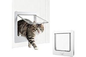 PETLESO 4-vägs kattlucka klassisk kattdörr, tyst husdjursdörr med magnet, vindtät och regntät, för katter och valpar lämplig