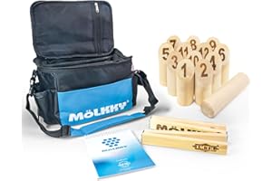Mölkky Sport Bag - 12 quilles en Bois de Bouleau, 1 bâton, Sac de Transport, carnet de Scores, Mölkkaari - Jeux de Lancer de Tournoi pour l’extérieur - Jeu de mölkky pour la Famille, Les Amis