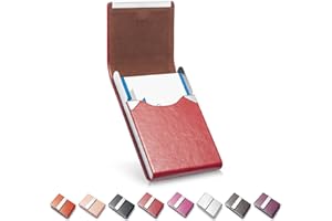 FACATH Portatarjetas de Visita, Bolsillo para Tarjetas de Metal, Soporte para Tarjetas de Nombre Delgado, Cartera para Tarjetas de Visita para Mujeres y Hombres con Cierre magnético (Rojo)